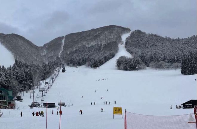 野澤溫泉滑雪場內一條雪道的冬季景象